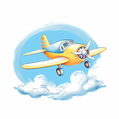 Drawing Airplane Kids Style Illustration