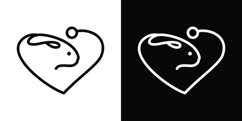 logo design minimalist love and rabbit icon vector illustration