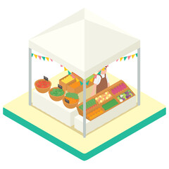 アイソメトリック　テント　野菜