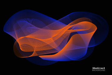 Abstract background with dynamic linear waves. Vector illustration in flat minimalistic style. isolated on dark background.