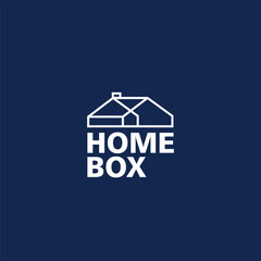 simple box house monoline building design illustrator logo vector