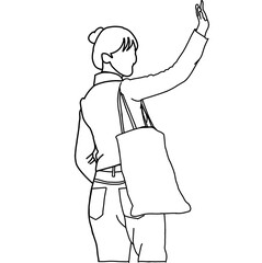  Illustration vector of Kpop street fashion. Street idols of Korea. K-pop female fashion idol. In casual clothes before entering the music show organizer's tv building