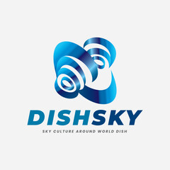 Sky Satellite and Digital Antenna Dish Culture Logo