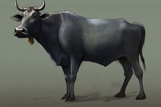 powerful bull with impressive horns Generative AI
