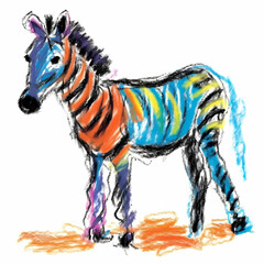 Fototapeta na wymiar Drawing Zebra Kids Style