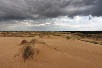 Fototapeta na wymiar Thunderstorm in the desert. Ukrainian desert 