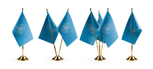 Small national flags of the International Intellectual Property Organization on a white background