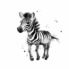 Fototapeta na wymiar Drawing Zebra Kids Style