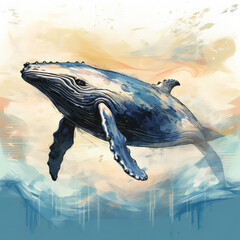 whale watercolor art