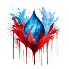 Blue and red paint splash