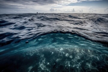 Fototapeta premium serene lake surrounded by mountains under a cloudy sky Generative AI