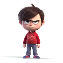 Cute boy 3D style, don't look at me i'm angry - generative AI illustration