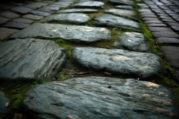 serene stone path covered in lush green moss Generative AI
