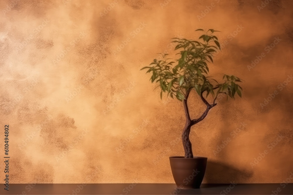 Aufkleber potted tree on a table, adding a touch of nature to indoor spaces generative ai