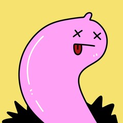 cute condom cartoon on yellow background