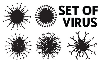 A set of silhouette virus vector illustration