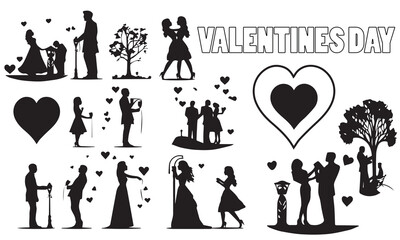 Happy valentine day silhouette vector design