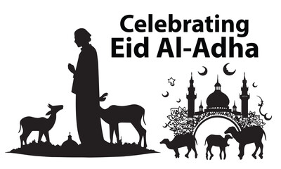 A set of  silhouette Eid-Al-Adha vector illustration