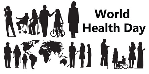 A set of World Health Day silhouette vector illustration