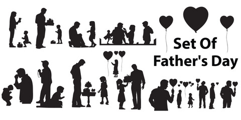 A set of Silhouette fathers day vector illustration