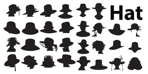 A set of silhouette Hat vector illustration