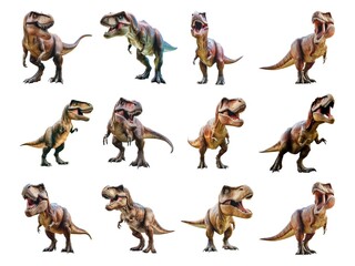 Dinosaur collection isolated on white background with AI generated.