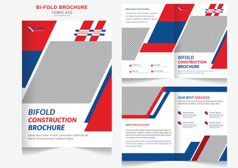 Real estate construction bi-fold brochure design multiple color layout and construction company profile design template
