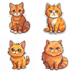 Obraz premium sticker cartoon of cat, white background