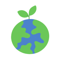 Global energy icon flat save planet.