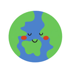 Cute earth cartoon flat globe icon.