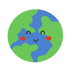 Fototapeta premium Cute earth cartoon flat globe icon.