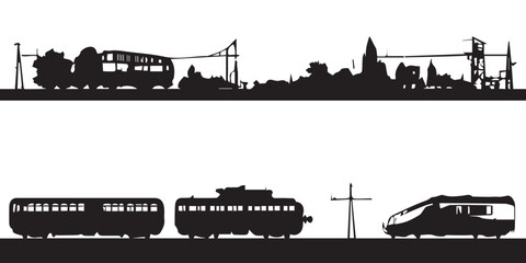 Fototapeta premium A set of silhouette train vector illustration