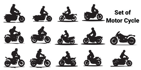 A set of black Motorcycle vector illustration