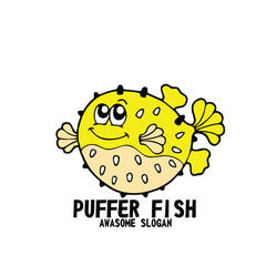 Design mascot icon illustration puffer fish