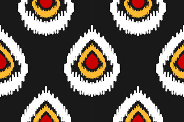Fabric ikat pattern art. Geometric ethnic seamless pattern traditional. American, Mexican style. Design for background, wallpaper, illustration, fabric, clothing, carpet, textile, batik, embroidery.