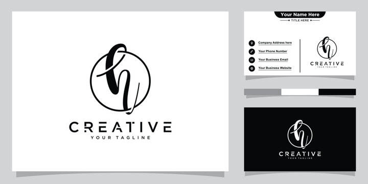 H Initial Handwriting logo template vector