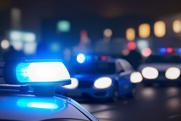 Obraz na płótnie Canvas Einsatz der Polizei mit Streifenwagen und Blaulicht