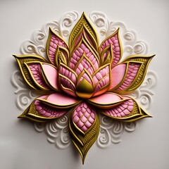 Lotus flower, paisley, Indian ornament, Ai generated 