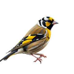 European goldfinch, Goldfinch bird, isolated, transparent background, no background. PNG. Generative AI.	
