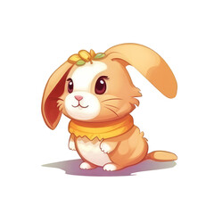 cute bunny with flower clip and sweet little smile ai image generative