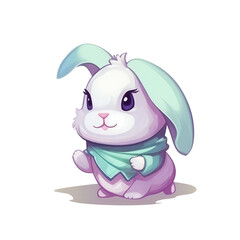 Obraz premium cute little bunny with purple eyes and with big ears ai image generative