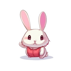 cute white rabbit bunny sitting with cute chubby face ai image generated