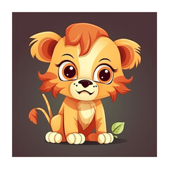 Obraz premium adorable little lion sitting and smiling ai image generative