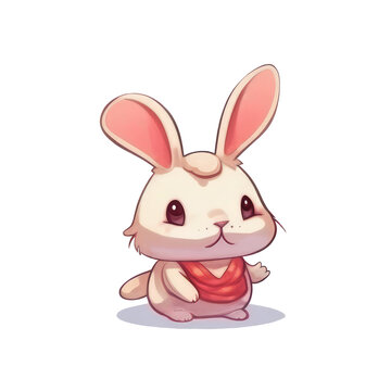 easter bunny rabbit with red muffler ai image generative