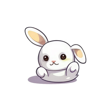 cartoon white baby rabbit with long ears ai image generative