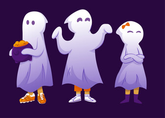 CARTOON HALLOWEEN GHOST VECTOR COLLECTION