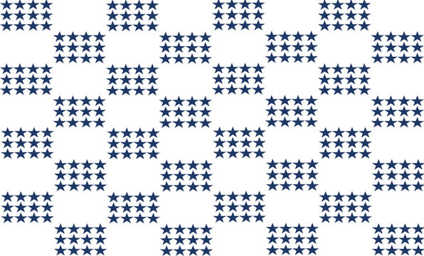 seamless pattern with blue repeat stars, replete image in checkerboard template design for fabric printing 