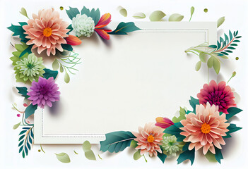 Fototapeta premium Blank of beautiful flowers frame , Frame with flower isolated on background , Created with generative AI