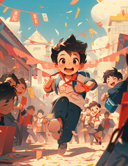 Student who successfully passed the exam, education theme illustration
