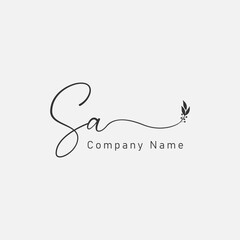 handwriting letter Sa. Initial Letter SA Logo monogram typography for business name. Vector logo inspiration